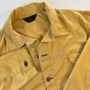 Vintage Leisure Sport Jacket JC Penney Button Up Gold Poly Men's XL